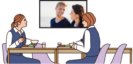 食事や休憩の時間にテレビ番組を視聴可能
