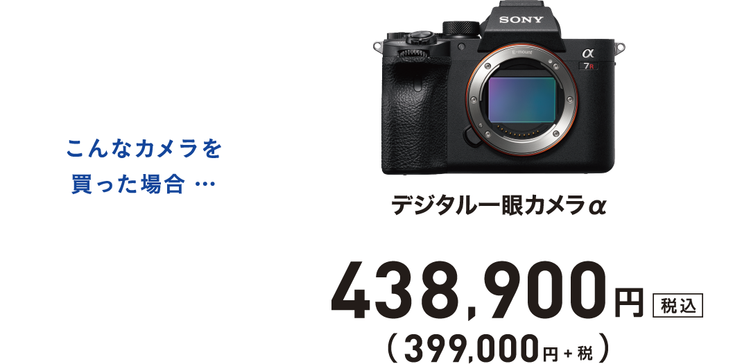 こんなカメラを買った場合･･･ α7RIV 438,900円 税込 （399,000円+税）