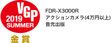VGP2019 SUMMER 金賞 FDR-X3000R アクションカメラ(4万円以上)音元出版